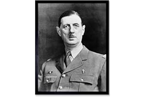 WEE BLUE COO Vintage President War Général Gaulle French Portrait Wall Art Print Mur Encadré Décor 30 x 41 cm