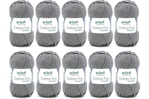 Gründl Cotton Fun (Hilo Suave 100% algodón, Certificado Oeko-Tex, g/115 m, tamaño de Aguja: 3-4, 1 Ovillo 50 g), Antracita, Talla única, 1150