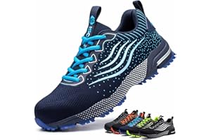 ISOOUS Obuwie Ochronne Męskie Damskie Obuwie Robocze ze Stalowy Nosek Oddychające Lekkie Sportowe Trampki Ochronne Antypoślizgowe ​Antyprzebiciowe