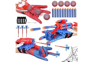 Kefyvbdj Gant de Lanceur Spiderm, Lot de 3 Spiderm Launcher, Lanceur Spiderm Wrist Toys Set, Lance Toile Spiderm, Lanceur Spiderm de Cosplay, Spiderm Launcher d'araignée Jouets Educatifs pour Enfants