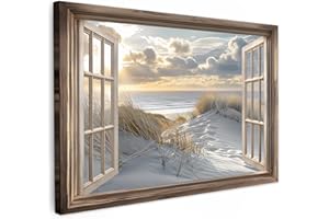 MuchoWow© Canvas Wall Art Work 47"x31" / 120x80 cm Room Decor Painting Wallfillers Picture Decoration Prints View - Beach - Dunes - Sea - Nature