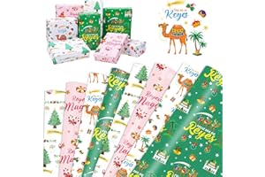 DPKOW 8 Piezas DIY Papel de Cumpleaños Infantil para Suministros de Fiesta de Reyes Magos, Navidad, Rgalos de Intercambiar, 70 * 50 cm