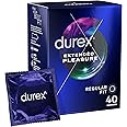 Durex Extended Pleasure Condoms, Regular Fit, 40s, Easy On Shape, with Silicone Lube, Natural Latex