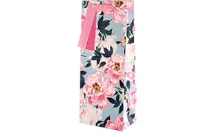 Hallmark Borsa per bottiglie multioccasione, motivo floreale rosa e blu