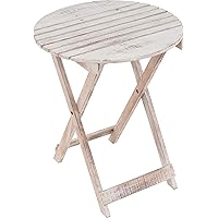 Divero Vintage Balkontisch Gartentisch Beistelltisch White wash Durian-Holz rund klappbar Ø 50 cm, Höhe 60cm Blumen…