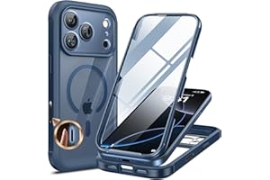 Miracase 360 Grad für iPhone 17 Pro Hülle mit Magsafe, Eingebaut Glas Schutzfolie, Komplettschutz HandyHülle Magnetisch Stoßfest Case für iPhone 17 Pro Schutzhüllen 6,3 Zoll,Blau