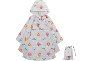 KAKU NANU Poncho Pluie Enfant Imperméable 3-12 Ans Avec Grande Capuche Et Sac De Rangement Cape Pluie Cahouet Fille Garçon 10 Couleurs