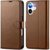 CONSTRAIN - iPhone 17 ile uyumlu Kılıf 360 Tam Kaplar Deri Dokulu Kapaklı C&uuml;zdan Standlı Kartvizitli Kop&ccedil;alı - Kahverengi