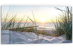 DEQORI Küchenrückwand Glas | Motiv Ostsee Sonnenuntergang | 80x40 cm | Bad- oder Herd-Rückwand | Herdblende Spritzschutz für Küche & Badezimmer | Moderne Deko für Fliesenspiegel