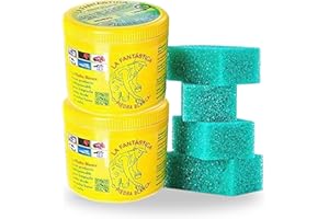 BIZZICO Pack 2x900 g La Fantástica Piedra Blanca | Arcilla de Limpieza Multiusos | Fórmula Original Alemana | Limpia, Pule y Protege + 4 Esponjas de Regalo