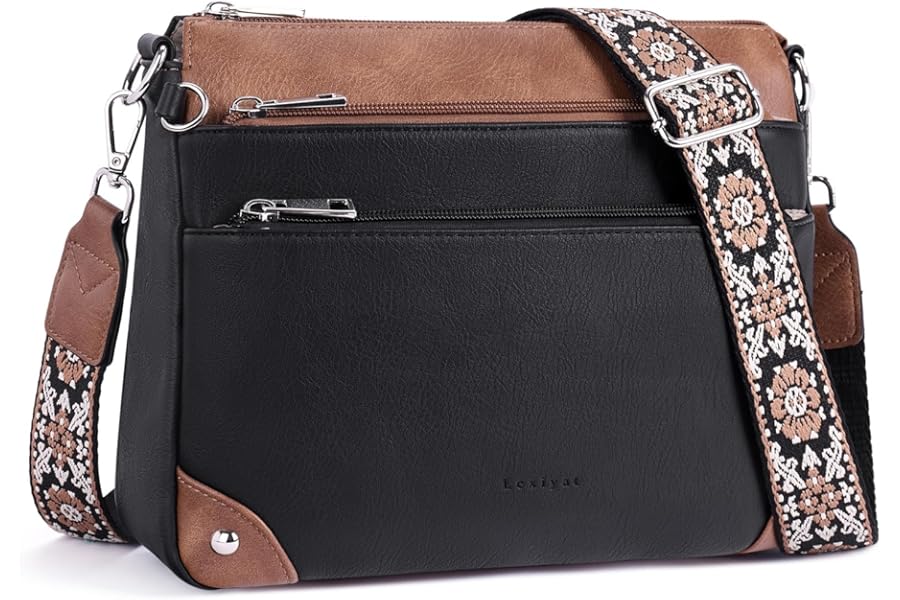 Lexiyat Cross Body Bag Women Rfid Travel Crossbody Bags Leather Handbags Ladies Shoulder Bag with Adjustable Strap