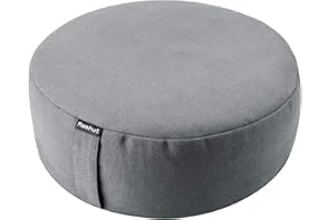 ‎REEHUT REEHUT Meditationskissen Rund Yoga Kissen mit Buchweizenschalen und Baumwolle，Yoga Sitzkissen Durchmesser 33cm/Höhe 11,5 cm mit waschbarem Bezug aus Baumwolle