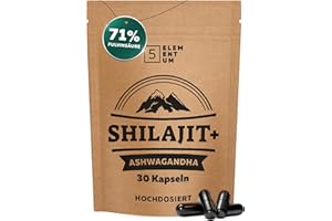 ‎5 ELEMENTUM Mumijo Shilajit Kapseln, hochdosiert 1000mg pro Tagesdosis, das Original aus dem Himalaya - 71% Fulvinsäure - Geprüft und Zertifiziert - 30 Kapseln