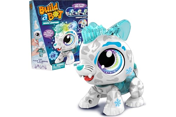 Goliath Build A Bot - Snow Leopard - A Partir de 4 Ans - Construisez Votre Propre Mascotte Interactive White Leopard - Système De Création Facile - Kit De Robot De Plus De 20 Pièces