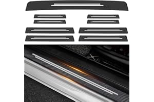 KCLKDA 9Pcs Car Door Sill Protector, Carbon Fiber Car Door Sill Protectors Waterproof Scratch Resistant Sills Protectors Anti-Tread Doors Sills Bumper Protective Film for Most Vehicles (Black)