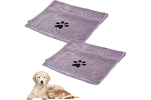 RUCUDIM Dog Towel, Pack of 2 Dog Towels, Extra Absorbent for Dogs and Cats, 75 x 35 cm, Quick-Drying Pet Microfibre Towels, Suitable for Cats, Dogs and Other Pets (Purple)