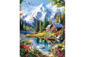 MAXBYE Pintar por Numeros Adultos, Paisajes Montañas Arroyos Kit de Pintura por Números para Principianti al óleo de Lienzo DIY, Paint by Number Kits Pigmento Acrílico, Regalos Decorar Hogar 40x50cm