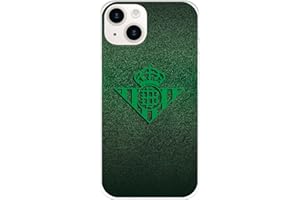 LA CASA DE LAS CARCASAS Funda para iPhone 15 Plus del Real Betis Balompié Escudo Verde Fondo Trama tansparente para Proteger tu móvil. Carcasa de Silicona Flexible con Licencia Oficial Real Betis Balompié