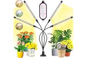 Garpsen Lampe pour Plantes, Nouvelle 80 LEDs 4 Heads Lampe de Croissance, Chronométrage AUTO - ON/OFF Lampe Led Horticole pour Semis, Succulentes, Orchidee(660nm/3000K/5000K)