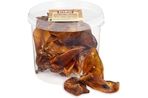 DIBO Orecchie di maiale – snack sano e naturale per cani, 100% naturale, essiccato delicatamente, secchio da 600 g