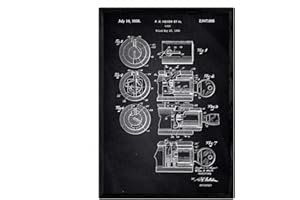Nacnic Plakat zamek patentowy. Arkusz ze starym wzorem patentowym rozmiar A3 z czarnym tłem