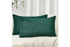 Topfinel Housse Coussin 30x50 cm Vert Emeraude Noel en Velours Côtelé Super Doux Housses Coussin Canapé Chaise Banc Salon Jardin, 2 pièces Cadeaux Joyeux Noël