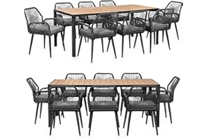 Swing&Harmonie Gartenmöbel Set „Calvani“ – Sitzgruppe mit Stühlen & Esstisch – wetterfest – Seilgeflecht – WPC-Tischplatte – Outdoor Essgruppe – Terrassenmöbel (anthrazit/grau, 8 Personen)