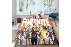 FGAITH Fortnite Parure De Lit - 2Pcs Housse De Couette - pour Adultes Ado Enfants - Impression Dessin animé Jeu 3D en Microfibre - avec Taie d'oreiller Et Fermeture Éclair Single（135x200cm）