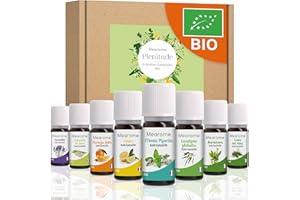 Set de Aceites Esenciales 100% Naturales Bio | Para Humificador Difusor, Aromaterapia | Menta, Eucalipto, Cedro de Atlas, Citronela, Naranja, Limón, Lavandín, Ravintsara | Mearome Fabricado en Francia