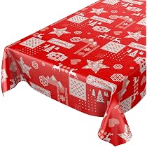 ANRO Wachstuchtischdecke Weihnachten Rot – 180x140 Cm, Wasserabweisend, Pflegeleicht