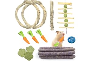 YOIRZIT 14 Pz Giocattoli da Masticare per Conigli, Giocattoli Coniglio Nano Giochi per Criceti Giochi Coniglio Nano Giocattoli da Masticare per criceti Giocattoli Molari Naturali per Conigli Criceti Cavia