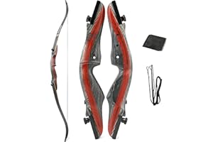 AMEYXGS Takedown Ricurve Bow And Arrow Set 62 Pollici Arco da Caccia Tiro con L'Arco con Frecce in Carbonio Accessori per Adulti 20-50 lbs Arco Tradizionale in Legno