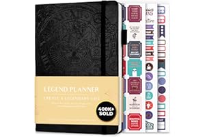 2020 Legend Planner - Meilleur agenda hebdomadaire et calendrier mensuel pour augmenter la productivité, atteindre les objectifs et gérer le temps-maître - A5, non daté - Noir