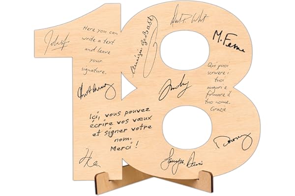 CUBIBOO ART Carte Anniversaire 18 Ans en Bois Avec support - Decoration Anniversaire 18 Ans Garçon, Fille