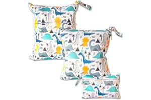 ABirdon 3 Packs Wet Bags, Nappy Bags, Wet and Dry Diaper BagsNappy Bags,Zip, Waterproof, Washable, Wetbag Organiser for Toddler Nappies, Travel, Gym, Beach and Pool