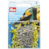 Prym 0.60 x 43mm Extra Long Glass Headed Pins 43mm Yellow - per pack