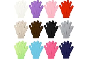 Cooraby 12 Pairs Kid's Winter Magic Gloves Children Stretchy Warm Knit Magic Gloves for Boys or Girls