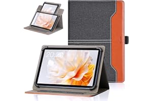 DLveer Funda Giratoria para DOOGEE U11/U11 Pro/U10/DOOGEE Tab A9/Tab A9+/Tab A9Pro/Tab A9Pro+/Blackview Tab90 WiFi/Tab 60 WiFi,Universal de Piel Sintética Funda para Tablet 10-11 Pulgadas,Negro