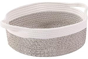 OUTBROS Aufbewahrungskorb, Korb Baumwollseil Geflochten, Flechtkorb, Dekorativer Aufbewahrungskorb Geflochten, Stapelbare Mehrzweck-Organisations Behälter, Beige/Braun