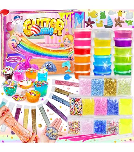 25 Farben DIY Schleim Kit – Kristallklar & Glow In The Dark, Mit Glitzer & Charms