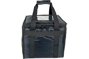 LEDSA MART Tasche für heiße Lebensmittel mit Trennwand für Pizza, Curry, Takeaway, Restaurant, Picknick, Indianer, Chinesisch, Kebabs, Catering, Liefertasche, thermisch isoliert (schwarz, 31 l – 35 x 30 x 30 cm)