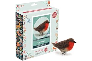 The Crafty Kit Company Needle Felting Craft Kit - British Birds Robin | 100% Corriedale Wool DIY Felt Craft Kit – Handmade Gift for Adults, Teens & Beginners | Age 10+