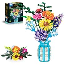CUBIMANA Sonnenblumen Strauß Bausatz Mit LED Lichtern - 1011 Teile Botanisches Blumen Set Für Erwachsene