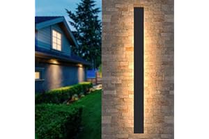 ‎AOEH Lange Wandleuchte Villa Wandleuchte Schwarze Wandleuchte Wasserdicht Ip65 Aluminium Acryl Außen LED Wandleuchte für Gärten, Terrassen,Schlafzimmer Wohnzimmer Innen wandleuchte,150cm/48w,Warm light