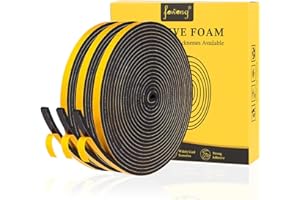 fowong Joint Fenêtre Isolation - Joint de Porte Entrée en Mousse Adhésif - 3 Rouleaux 6mm(l) x 3mm(H) x 5M(L) - Anti Froid et Réduire le Bruit - Flexible Calfeutrage et Multiusage pour Fenêtre - Noir