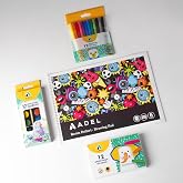 ADEL 4&rsquo;l&uuml; Boyama Seti + Resim Defteri 25x35, 12 Renk, Ke&ccedil;eli Kalem, Kuru,Pastel ve Sulu Boya, Fır&ccedil;a Dahil