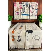 5'li Sa&ccedil;aklı Pamuklu Baskılı Havlu Seti 40x60 cm El Y&uuml;z Mutfak Havlusu Yumuşak Desenli Su Emici Set (5 li Set 3)