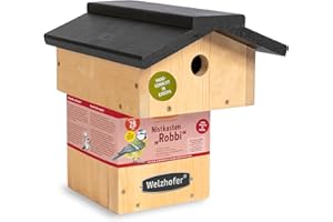 Welzhofer Nistkasten Robbi, Vogelhaus mit 28mm Einflugloch, handgemacht in Europa, für Blau-, Hauben-, Sumpf- und Tannenmeisen, katzensicheres Vogelhaus