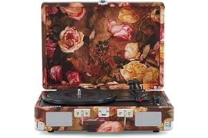 Crosley Cruiser Plus Portable Turntable - Bluetooth Record Player, 3-Speed Suitcase Vinyl Player, Home Turntables for Vinyl Records, Built in Stereo Speakers & Bluetooth Receiver, AUX Input, Floral