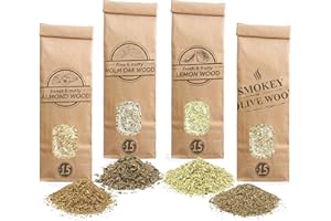Smokey Olive Wood Sow 4X 300mL Selección de virutas de Madera: Olivo, Almendro, encina y limonero. Talla Nº1.5: para Pistola ahumadora, AHLV1.5-04-0.3L